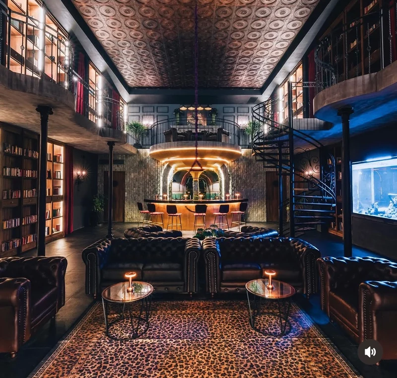 The villa's moody speakeasy bar