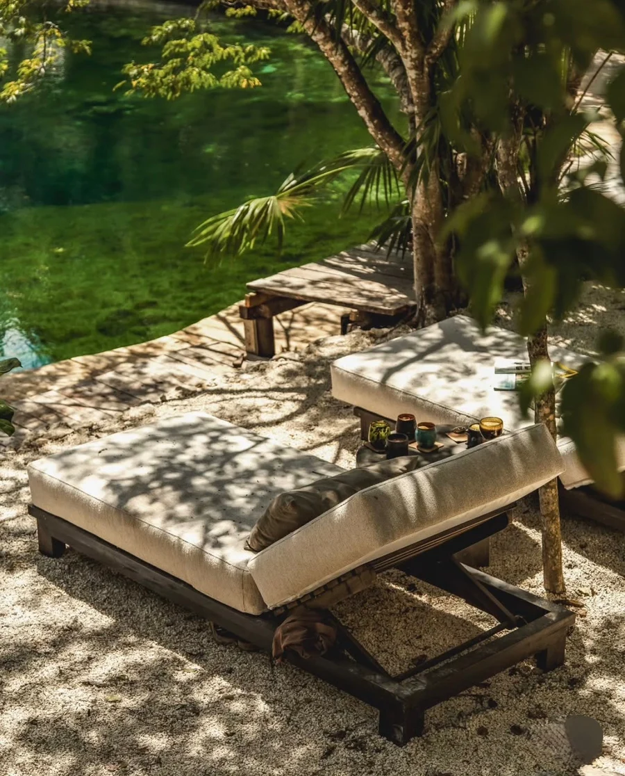 Loungers beside the cenote