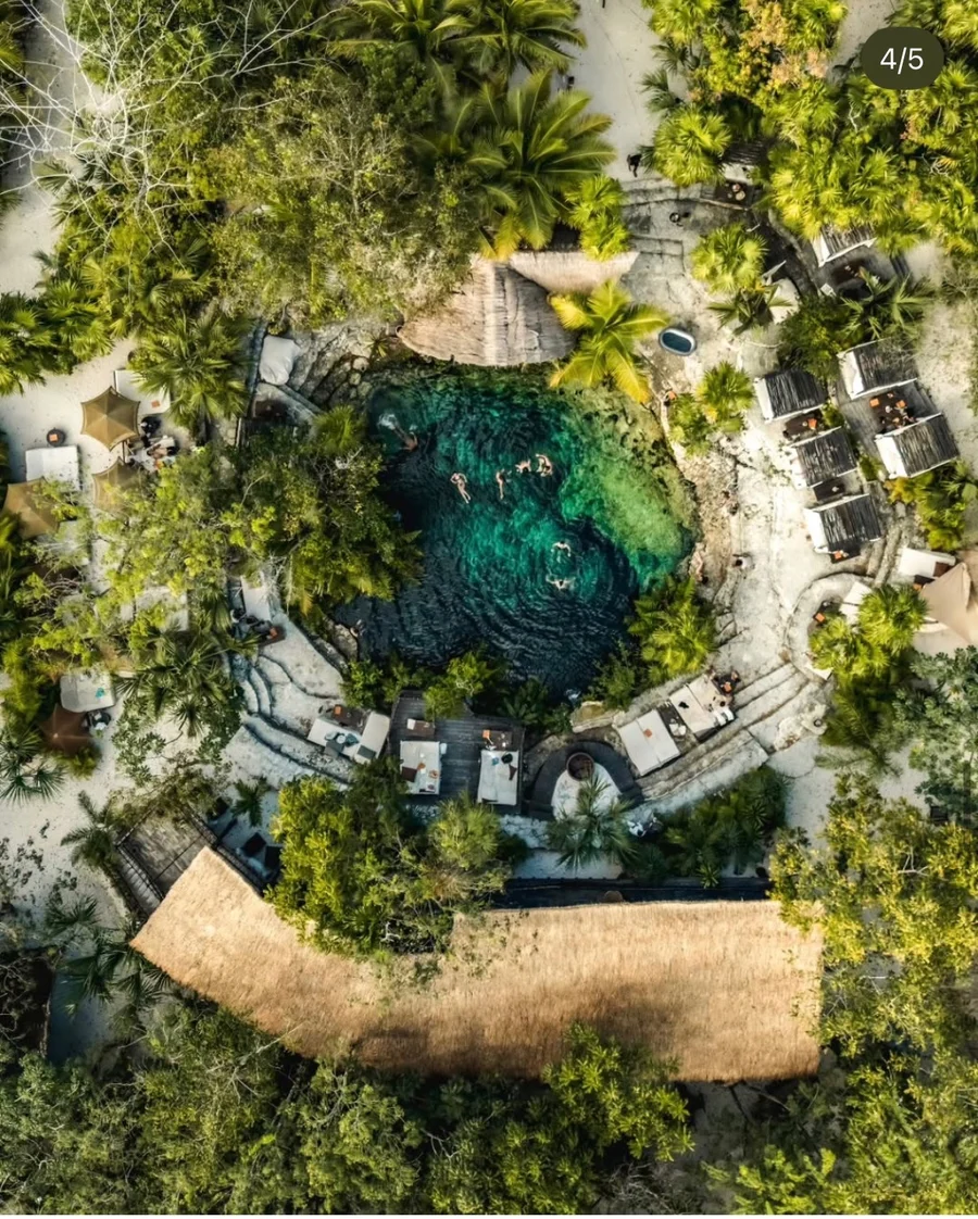 Aerial view of the villa cenote pool